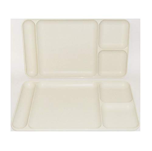 Set of Two - Off white  Almond colored Tupperware Dinner Divided pot-luck - Dining Trays