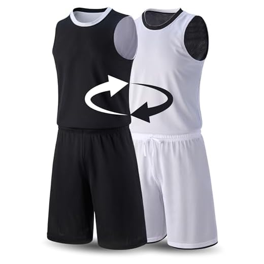 1 Set of Men's Reversible Basketball Jersey and Shorts, Double-Sided Custom Athletic Uniforms for Team Sports Practice (Black/White, Medium)