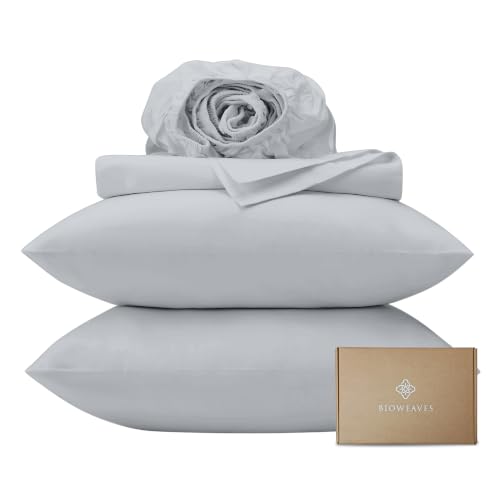 BIOWEAVES 100% Organic Cotton Sheets, 300 Thread Count 4-Piece GOTS Certified Bed Sheet Set Fits Mattress Upto 17' Deep
