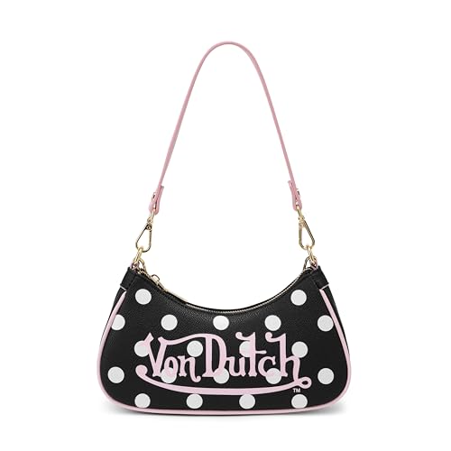 Von Dutch �p�[�X�V�����_�[�o�b�O�A���f�B�[�X�V�����_�[�n���h�o�b�O���S�v�����g�A�S�[���h�܂��̓V���o�[�`�F�[���A�����`�`���[���t��, Black Polk a Dot, Shoulder Bag
