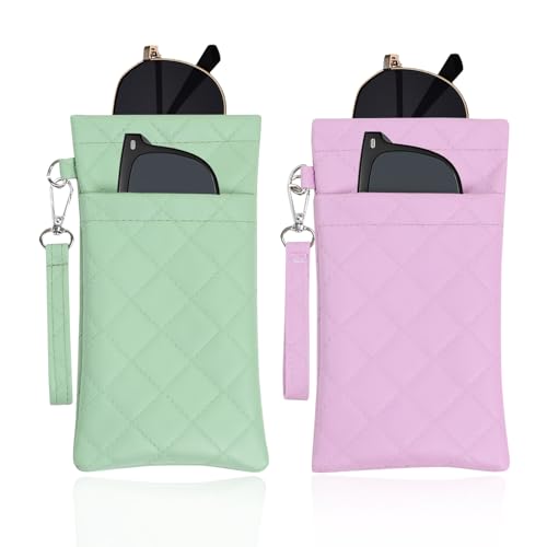 Image of Double Eyeglass Case Soft Dual Glasses Case for Women Men Travel Squeeze Top Sunglasses Cases Eyeglasses Pouch