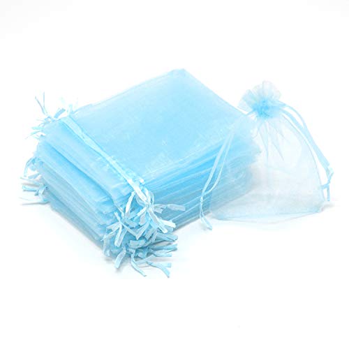 Image of Dealglad 50pcs Drawstring Organza Jewelry Candy Pouch Christmas Wedding Party Favor Gift Bags (3.5x4.5 inch, Sky Blue)