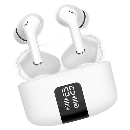 Kopfhörer mit Geräuschunterdrückung, Ladehülle, IPX5 wasserdicht, 5,3-Ohrhörer, Dual-Ohrhörer für Gaming, Workouts, Sport, Fitnessstudio, Weiß