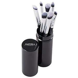 Eye Makeup Brush Set by Impora London. Includes – Eyeshadow, Blending, Pencil & Eyeliner Brushes [7 + Metal Case]. Perfect for Travel