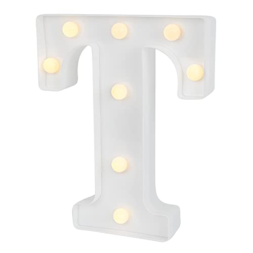 Image of Restaurantware Illumify 6.7 x 1.2 x 8.7 Inch Light Up Letter 1 Durable Marquee LED Light - Letter T Touchproof White Plastic Party Light Keyhole Slot For Parties Weddings Or Special Events