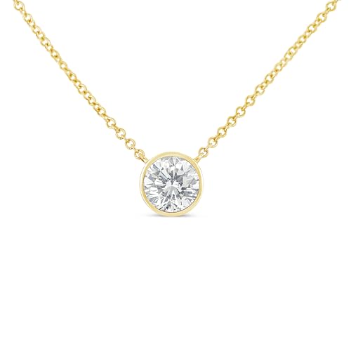 Haus of Brilliance 10K Yellow Gold 1/2 Carat Round Brilliant-Cut Diamond Modern Bezel-Set Solitaire 16"-18" Pendant Necklace (H-I Color, SI2-I1 Clarity)