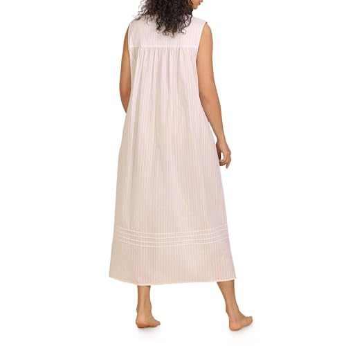 Image of Eileen West Sleepwear & Loungewear for Women - Dobby Stripe Collection - 100% Cotton Lightweight Breathable Long Nightgown