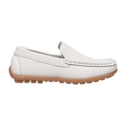 Coxist Kids Toddlers Boys Girls Leather Slip On Loafer Moccasin Boat Dress Shoes - White - Size 12 #TOP1