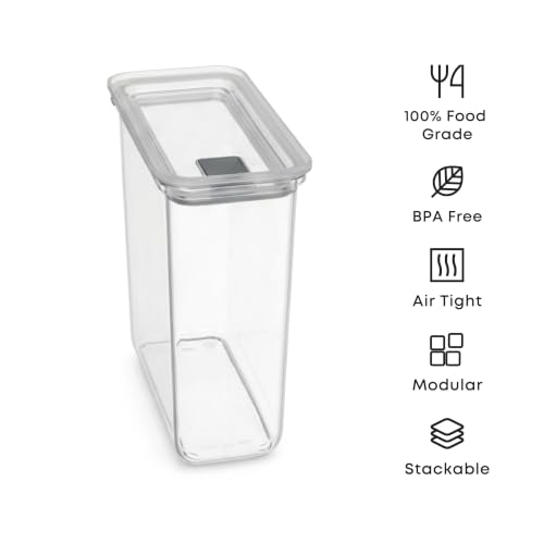 Image of All Time Modular Plastic Storage Container 2100ml | Food Grade Airtight Kitchen Storage Jar with Silicone Gasket Lid | Stackable Multipurpose Canister for Flour, Cereals & Pantry Storage - Transparent