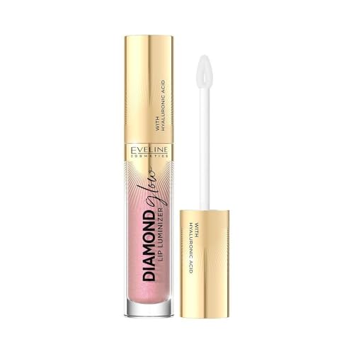 Eveline Cosmetics Diamond Glow Lip Luminizer con Acido Ialuronico - No. 08 Honey Glam | Gloss Ultra-Idratante e Nutriente per Labbra Brillanti