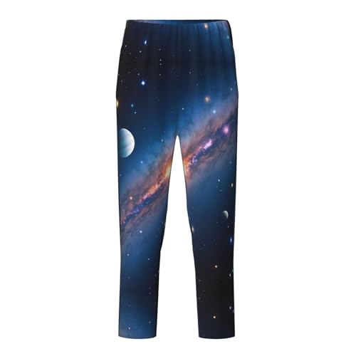 Pajama Pants Pajama Bottoms with Elastic Waistband Sleepwear Lounge Pants, Starry Sky Planets