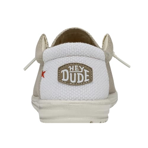 Image of HEYDUDE Men's Wally Braided, Off White Size 10 | Lightweight Slip On Casual Shoes | Elastic Laces and Breathable Textile Upper