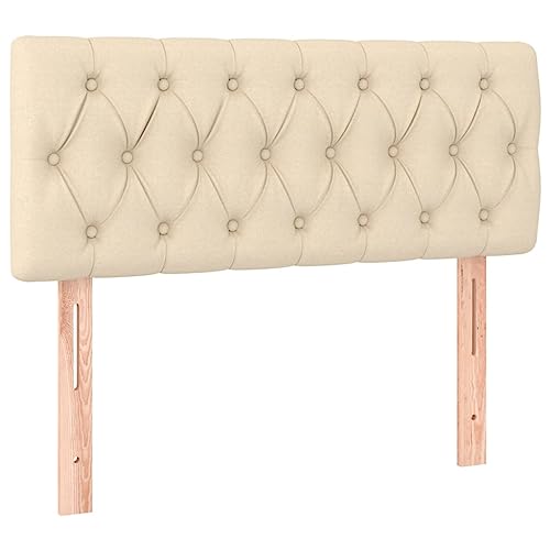 vidaXL Tête de Lit Meuble de Chambre à Coucher Accessoire de Lit Simple Tête de Cadre de Lit Maison Intérieur Crème 90x7x78/88 cm Tissu