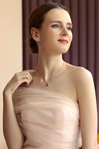 Birthstone Earrings for Women - 6mm Heart Bezel Solitaire Leverback Dangle Drop Silver Earrings With Genuine or Synthetic Gemstones3