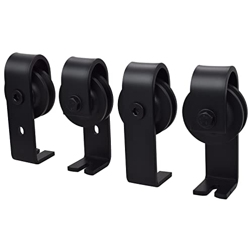 Nuk3Y Bifold Sliding Barn Door Hardware Kit Black (75-5/8" Track) #TOP5