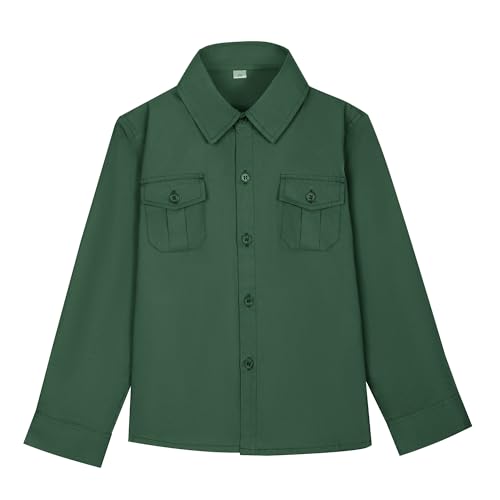 Boys Western Shirt for Kids Long Sleeve Button-Down Cowboy Shirt with Two Pockets, Size 2T-18 Years2