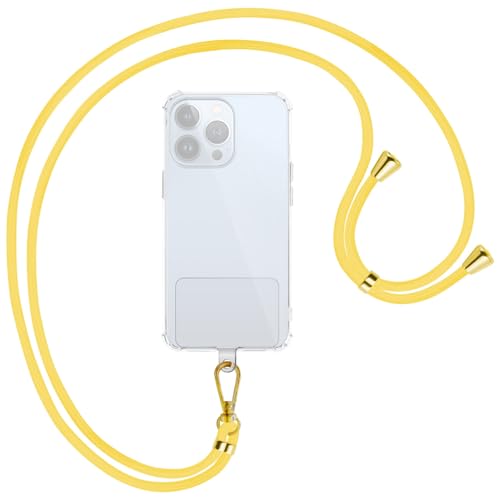 mtb more energy® Universal Handykette Clear - Banana Gelb - Metallteile Gold - transparenter Patch - kompatibel mit vielen Handyhüllen - Zubehör Smartphone zum Umhängen
