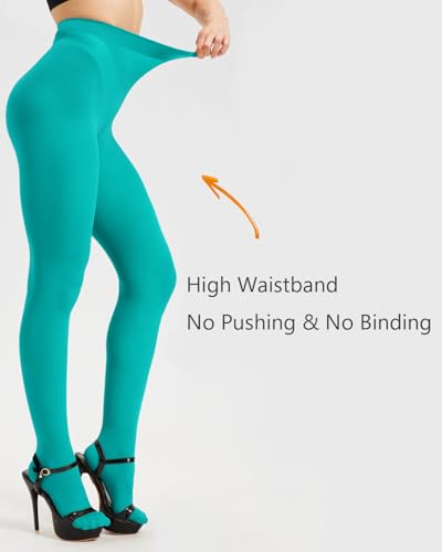 Image of DUCMODA Womens 80 Denier Opaque Tights, Women's Soft Solid Color Footed Pantyhose, High Waist Stocking with 30+ Colors