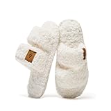 DZUBBOD Women Fuzzy House Slippers Open Toe Soft Plush Fleece Indoor Outdoor Comfy Slip On Memory Foam Lightweight Non Slip Bedroom Home Shoes Cozy Warm Fluffy Footwear for Ladies Gift
