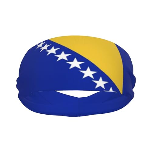 Diadema Elástica con Estampado De La Bandera De Bosnia Y Herzegovina para Hombre Y Mujer Banda para El Pelo Deportiva Que Absorbe La Humedad para Correr Fútbol Tenis Unisex