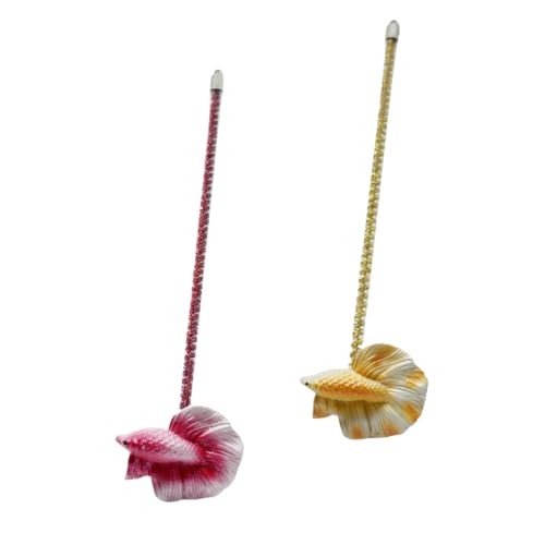 Image of 2 Pack Interactive Betta Fish Flare Stick Toy for Betta Tanks - Simulated Betta Training Teasing Toy for Betta Color Grow and Good Behavio (2 Pack)