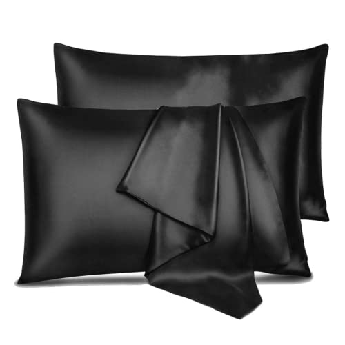 Satin Pillowcase For Hair And Skin - 100% Natural Polyester Pillow Case - Cooling Soft Body Pillow Case Cover With Zipper -Travel Pillow Case Set Of 2 #TOP1
