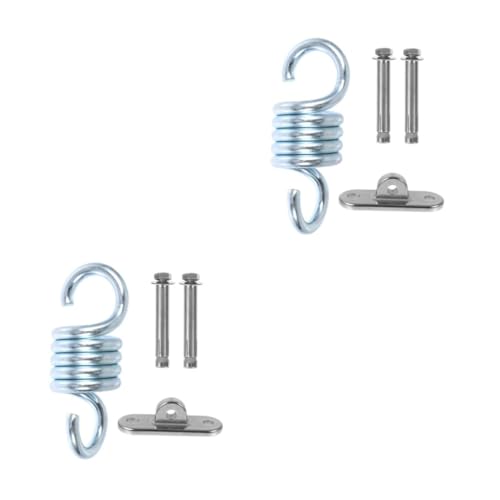 Happyyami 2 Juegos Accesorios para Muelles Oscilantes Colgante Máquina De Cables Girar Kit De Correas para Colgar Columpio De Árbol Montar Barril Quebrar Doble Neto Silver Acero Inoxidable