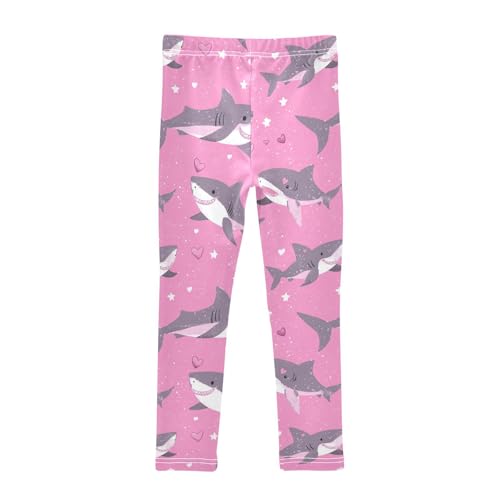 Sharks Pink Girls' Leggings Toddler Doodles Stars Kids Yoga Pants Dance Active Tights 4T2