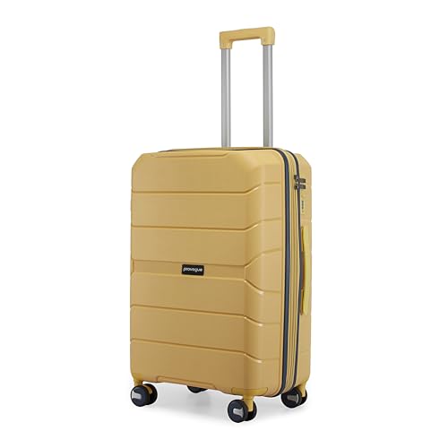 Image of Provogue Cascade Hard-Sided PP 65 Cm Trolley Bags for Travel Medium Size | Expandable Luggage Suitcase with 8 Wheels | Combination Lock | 5 Year Warranty (Golden Yellow)