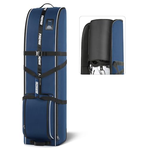 Findway Golf Travel Bag for Airlines 900D Heavy Duty Oxford Golf Travel Case with Wheels, Golf Travel Cover with Club Protector Liner for Men Women