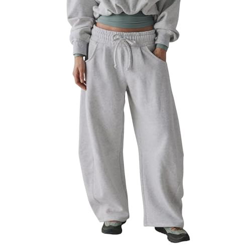 Wide Leg Sweatpants for Women Y2K Low Rise Baggy Barrel Sweat Pants Teen Girls Cute Oversized Sweatpants with Pockets