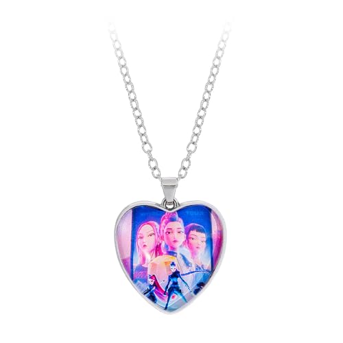 QKEOISUD Kpop Merch Rumi Zoey Mira Inspired Necklace Heart Pendant Necklace Cosplay Halloween Christmas Party Costume Accessories for Fans,Cartoon Alloy Pendant with Resin