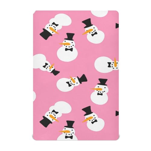 Moudou Christmas Snowman Playard Sheet for Boy Girls, Soft Breathable Fitted Toddler Sheet for Standard Playard Bed Mattress, 39 x 27 x 5 Inch