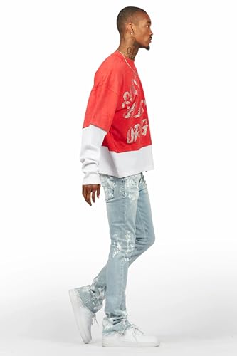 Men's Kodak Blue/White Painter Stacked Flare Jean3