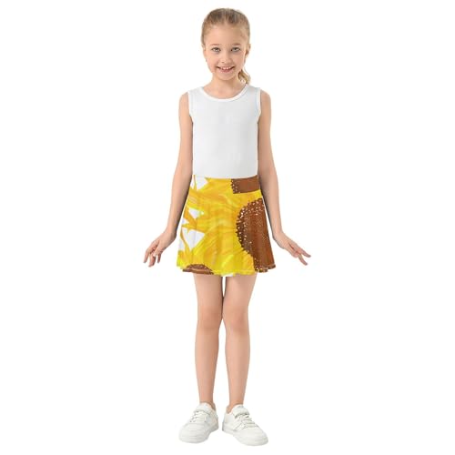 Personalized Girls' Shorts Athletic Skorts Toddler Tennis Skirts Cheer Skirt Vibrant Sunflowers Petals Rich 4t3