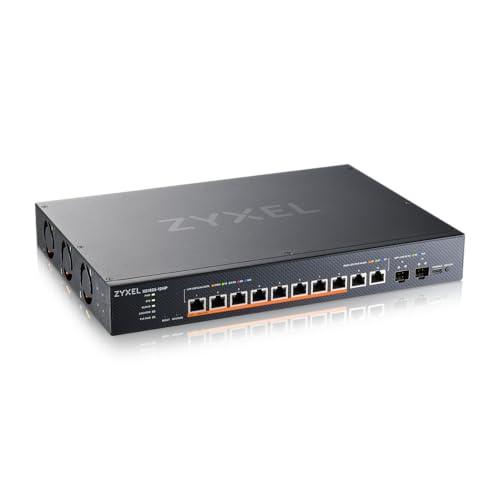 Image of Zyxel 12 Port PoE Network Switch | Layer 3 Smart Managed Ethernet Splitter | 10x Multi Gigabit 10G RJ-45 (8X PoE++ with 400W Total Budget) + 2X 10GbE SFP+ | Rack Mount | TAA Compliant | XS1935-12HP