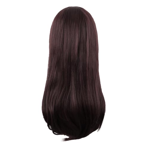 Image of MapofBeauty 24 Inch Long Side Bangs Wavy Curly Party Wig, Dark Brown | 60 cm Cosplay Wig