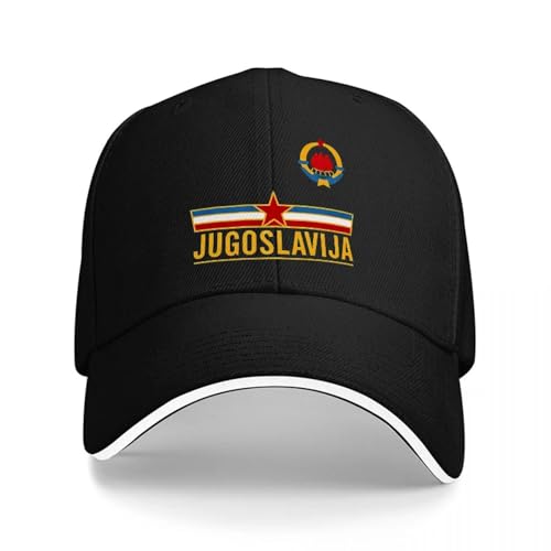 Casquette Yougoslavie noire design rouge tricolore ajustable couvre-chef baseball adulte rétro