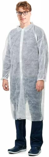 Medical Nation Casacos descartáveis de laboratório para adultos | Capa com 30| Jaleco branco de labo