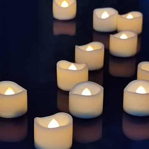 Flameless Votive Candles White Plastic Flickering Led Electric Fake Tea Lights Long Lasting Battery Operated Tealights For Wedding Birthday Party Halloween Christmas Outdoor Decorations 36 Pack #TOP4