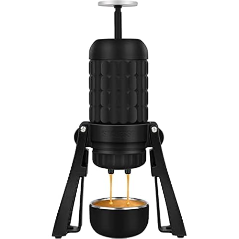 STARESSO Tragbare Espressomaschine Kaffeemaschine Manuelle Kaffeemaschine mit Abnehmbarem Ständer für Camping Cover