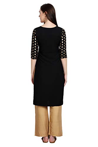 Image of Women's Crepe Printed Straight Kurti (ALC4039BLK Black X-Small)