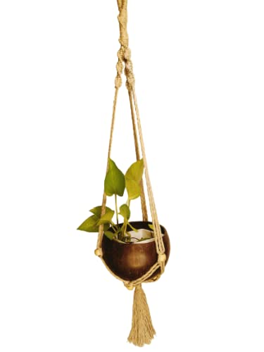 Keracrafts Large White Handmade Macramé Plant Hanger – Cotton Rope Flower Pot Holder for Indoor & Outdoor, Large Hanging Planter Holder Pack of 1 (Without Pot) – Boho Décor & Balcony Display-image-43