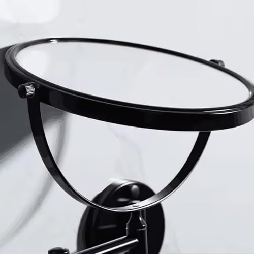 Image of Brass Dual Side Round Mirror for Bathroom 360 Swivel with Zoom View | Magnifying Shaving Makeup Vanity Mirror Wall Mounted (Black)