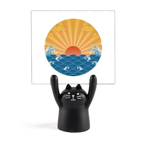 Support de mémo chat noir avec motif soleil nuage pour décoration de bureau originale