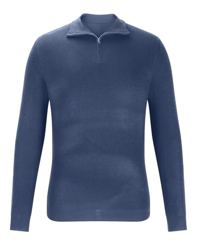 Men's Quarter Zip Sweaters Slim Fit Long Sleeve Casual Pullover Solid Knit Mock Neck Sweater2