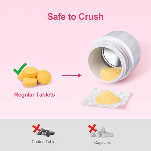 Image of Fullicon Stainless Steel Grinder, Pill Crusher Fine Powder, Pink White