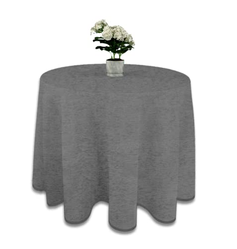 LUA VIKA Falda Mesa Camilla Redonda Chenilla, Ropa Mesa Camilla Redonda, Color Gris, 90 cm