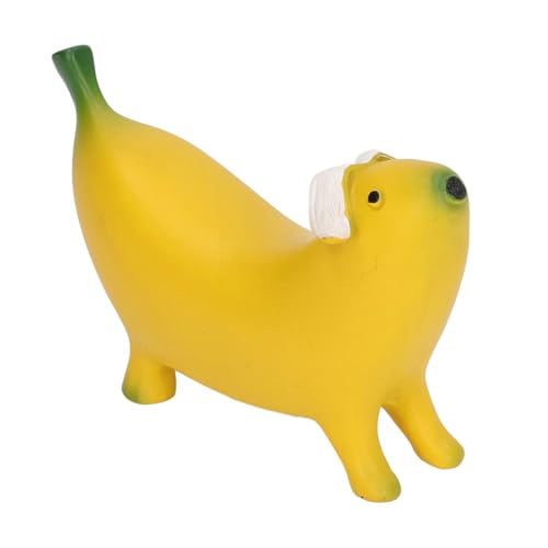 Estatua de perro plátano de resina divertida para jardín miniatura 7