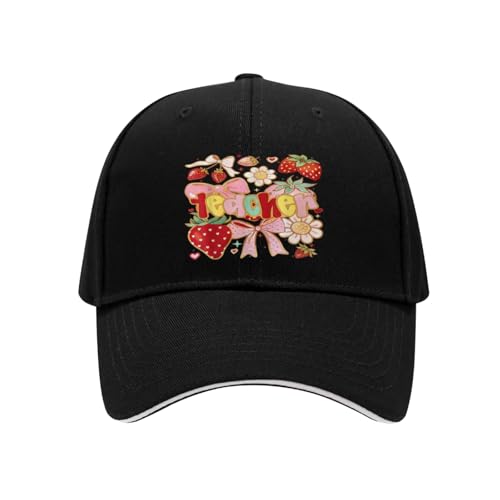 Coquette Bow Teacher Back to School Teacher Life Student Kid Hat for Men Women Dad Hat Baseball Cap Adjustable Unisex